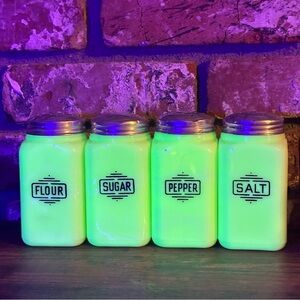 Vintage 1930’s McKee Custard Glass “Large Box” 
4pc. shaker set